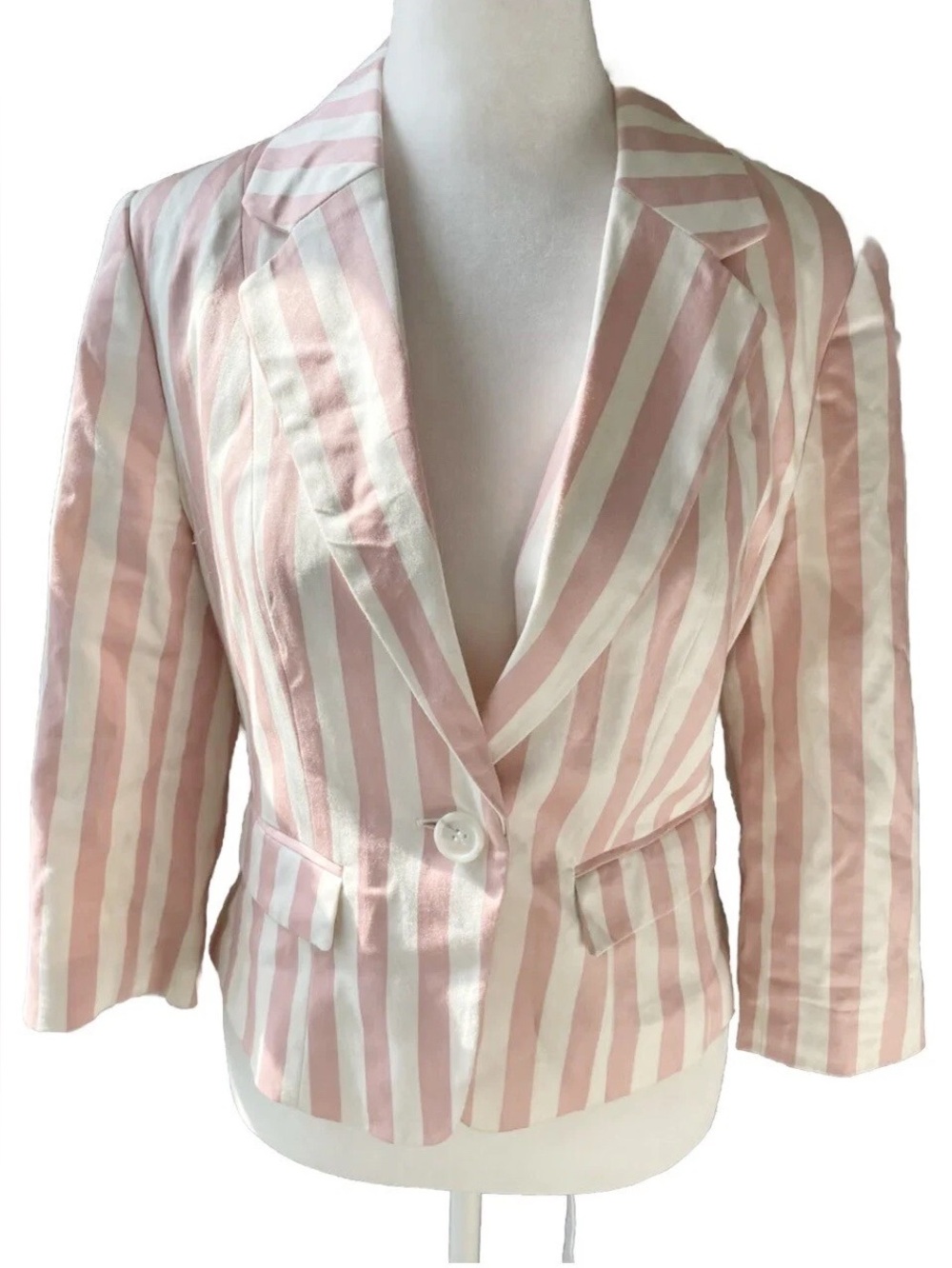 Forever 21 Size Medium Pink & White Candystripe Blazer